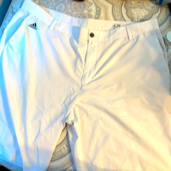 Mens Adidas White Climalite Golf Shorts 